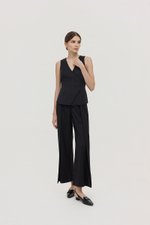 REGINE PIN STRIPED PLEATED WIDE LEG PANTS