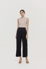 REGINE PIN STRIPED PLEATED WIDE LEG PANTS