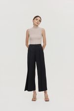 REGINE PIN STRIPED PLEATED WIDE LEG PANTS