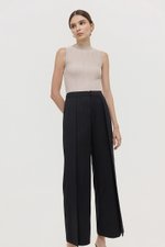 REGINE PIN STRIPED PLEATED WIDE LEG PANTS