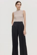 REGINE PIN STRIPED PLEATED WIDE LEG PANTS