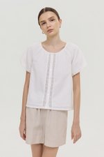 DYLIE COTTON LACE TRIM TOP