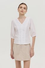 MIRANA PANELLED SLEEVED LINEN TOP