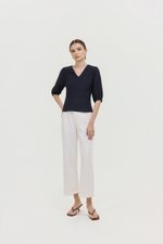 MIRANA PANELLED SLEEVED LINEN TOP