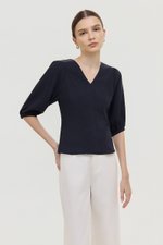 MIRANA PANELLED SLEEVED LINEN TOP