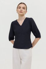 MIRANA PANELLED SLEEVED LINEN TOP