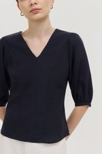 MIRANA PANELLED SLEEVED LINEN TOP