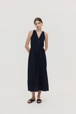 *PREORDER* RAYSA LINEN PLEATS HALTER DRESS W SASH