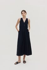*PREORDER* RAYSA LINEN PLEATS HALTER DRESS W SASH