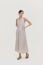 *PREORDER* RAYSA LINEN PLEATS HALTER DRESS W SASH