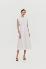 ALVEN PLEATED WAIST POPLIN MIDI DRESS