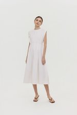 ALVEN PLEATED WAIST POPLIN MIDI DRESS
