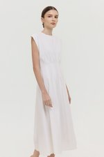 ALVEN PLEATED WAIST POPLIN MIDI DRESS