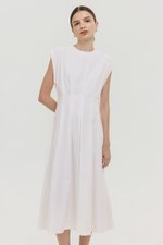ALVEN PLEATED WAIST POPLIN MIDI DRESS