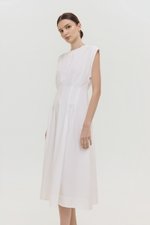 ALVEN PLEATED WAIST POPLIN MIDI DRESS