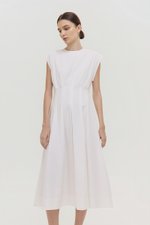 ALVEN PLEATED WAIST POPLIN MIDI DRESS