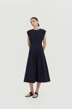 ALVEN PLEATED WAIST POPLIN MIDI DRESS