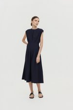 ALVEN PLEATED WAIST POPLIN MIDI DRESS