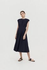 ALVEN PLEATED WAIST POPLIN MIDI DRESS