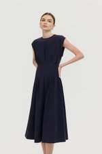ALVEN PLEATED WAIST POPLIN MIDI DRESS