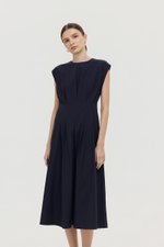 ALVEN PLEATED WAIST POPLIN MIDI DRESS