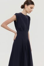 ALVEN PLEATED WAIST POPLIN MIDI DRESS
