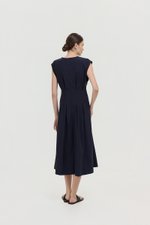 ALVEN PLEATED WAIST POPLIN MIDI DRESS