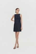 SVEN RUCHED DENIM CHAMBRAY DRESS