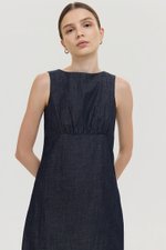 SVEN RUCHED DENIM CHAMBRAY DRESS