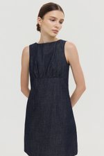 SVEN RUCHED DENIM CHAMBRAY DRESS