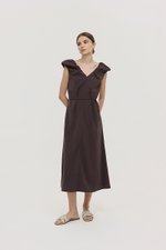 WYLENE PUFF SHOULDER MIDI DRESS