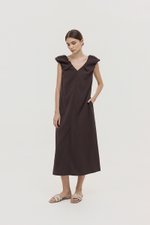 WYLENE PUFF SHOULDER MIDI DRESS