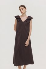 WYLENE PUFF SHOULDER MIDI DRESS