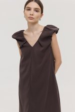 WYLENE PUFF SHOULDER MIDI DRESS