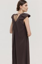 WYLENE PUFF SHOULDER MIDI DRESS