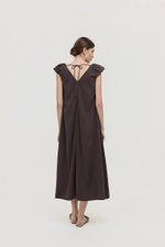 WYLENE PUFF SHOULDER MIDI DRESS
