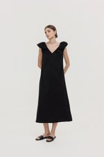 WYLENE PUFF SHOULDER MIDI DRESS