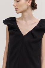 WYLENE PUFF SHOULDER MIDI DRESS