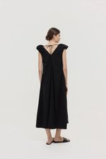 WYLENE PUFF SHOULDER MIDI DRESS