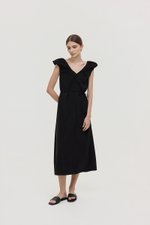 WYLENE PUFF SHOULDER MIDI DRESS