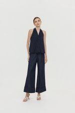 LORIE HALTER STRIPE LINEN TOP