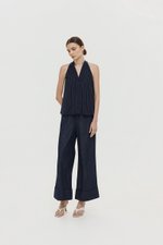 LORIE HALTER STRIPE LINEN TOP