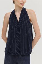 LORIE HALTER STRIPE LINEN TOP