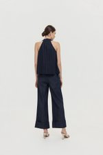 LORIE HALTER STRIPE LINEN TOP