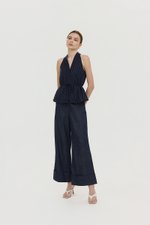 LORIE HALTER STRIPE LINEN TOP