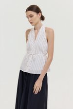 LORIE HALTER STRIPE LINEN TOP