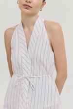 LORIE HALTER STRIPE LINEN TOP