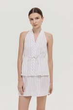 LORIE HALTER STRIPE LINEN TOP