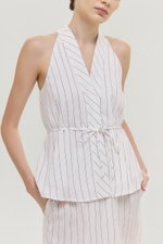 LORIE HALTER STRIPE LINEN TOP