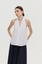 LORIE HALTER STRIPE LINEN TOP